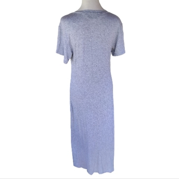 Norma Kamali V Neck Light Grey Jersey Knit Maxi Dress Casual Neutral Size XS